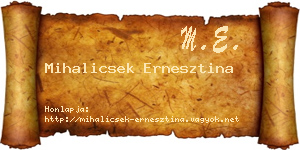 Mihalicsek Ernesztina névjegykártya
